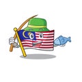Fishing flag malaysia hoisted on cartoon pole
