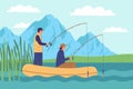 Fishing Flat Color Background Royalty Free Stock Photo