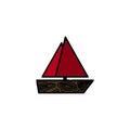 Fishing flat icon. Ship