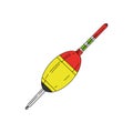 Fishing float bobber cork vector illustration tackle. Bait minnow line drawing. Silhouette outline. Fisher angler tool