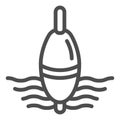 Fishing float line icon. Lure on water vector illustration isolated on white. Tackle on waves outline style design Royalty Free Stock Photo