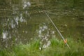 Fishing float on the water. Fishing with a float rod Royalty Free Stock Photo