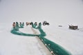 Fishing on a frozen lake