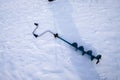 Fishing gear to do fishin on the frozen lake Royalty Free Stock Photo