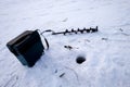 Fishing gear to do fishin on the frozen lake Royalty Free Stock Photo