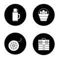 Fishing glyph icons set