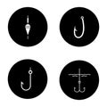 Fishing glyph icons set Royalty Free Stock Photo