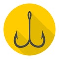 Fishing Hook, Barbed fish hook vector icon