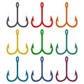 Fishing Hook, Barbed fish hook vector icons set Royalty Free Stock Photo