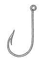 Fishing hook black and white engraved Royalty Free Stock Photo