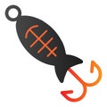 Fishing hook flat icon. Lure in fish form color icons in trendy flat style. Bait gradient style design, designed for web Royalty Free Stock Photo