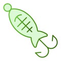 Fishing hook flat icon. Lure in fish form green icons in trendy flat style. Bait gradient style design, designed for web Royalty Free Stock Photo