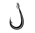 Fishing Hook with Sharp Point and Eyelet, Black Silhouette on White Background Royalty Free Stock Photo