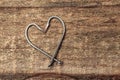 Fishing hook. Heart. Fisherman equipment. Good for birthday, valentine\'s day, wedding. I Love You. Celebrate anniversary Royalty Free Stock Photo