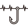 Fishing hook heartbeat, fisherman symbol