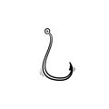 Fishing hook icon with handdrawn doodle cartoon style