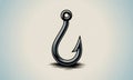 Fishing Hook Illustration in Silver Color with Dark Shadow on Beige Gradient Background for Baiting Graphic and Nautical Theme Royalty Free Stock Photo