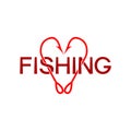 Fishing hook love heart sign icon isolated on white background