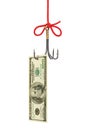 Fishing hook and money Royalty Free Stock Photo