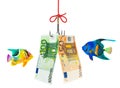 Fishing hook and money Royalty Free Stock Photo