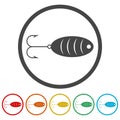 Fishing hook ring icon, color set Royalty Free Stock Photo