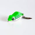 Fishing hook with soft plastic in the shape of a frog Royalty Free Stock Photo