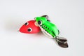 Fishing hook with soft plastic in the shape of a frog Royalty Free Stock Photo