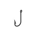 Fishing hook vector icon, black fishhook isolated clipart