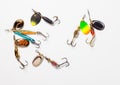 Fishing hooks with bait Royalty Free Stock Photo