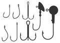 Fishing hooks and jig heads set.