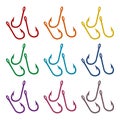 Fishing Hooks vector icons set Royalty Free Stock Photo