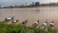 Fishing house boats Phnom Penh Cambodia Royalty Free Stock Photo