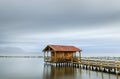 fishing hut at Mesolongi lagoon Royalty Free Stock Photo