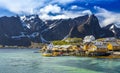 Fishing hut rorbu in the Hamnoy, Lofoten islands, Norway Royalty Free Stock Photo