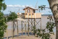 Fishing hut on stilts called Carrelet, Gironde estuary, France