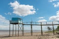 Fishing hut on stilts called Carrelet, Gironde estuary, France