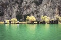 Fishing huts on the banks of the river Cetina near town of Omis inCroatia Royalty Free Stock Photo