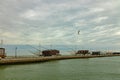 fishing huts between canal and adriatic sea in Cesenatico