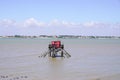 Fishing huts red and nets in Royan Saint-Palais-sur-Mer in Charente France Royalty Free Stock Photo