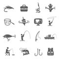 Fishing icon set, catching fish sport and hobby Royalty Free Stock Photo