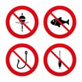 Fishing icons. Fish with fishermen hook symbol Royalty Free Stock Photo