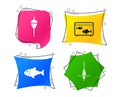 Fishing icons. Fish with fishermen hook symbol. Vector Royalty Free Stock Photo