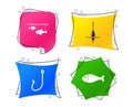 Fishing icons. Fish with fishermen hook symbol. Vector Royalty Free Stock Photo