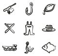 Fishing Icons Freehand