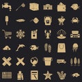 Fishing icons set, simle style Royalty Free Stock Photo