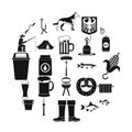 Fishing icons set, simple style Royalty Free Stock Photo