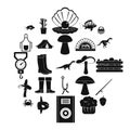 Fishing icons set, simple style Royalty Free Stock Photo