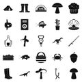 Fishing icons set, simple style Royalty Free Stock Photo