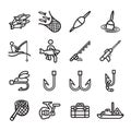 Fishing icons set.