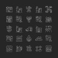 Fishing industry chalk white icons set on dark background Royalty Free Stock Photo